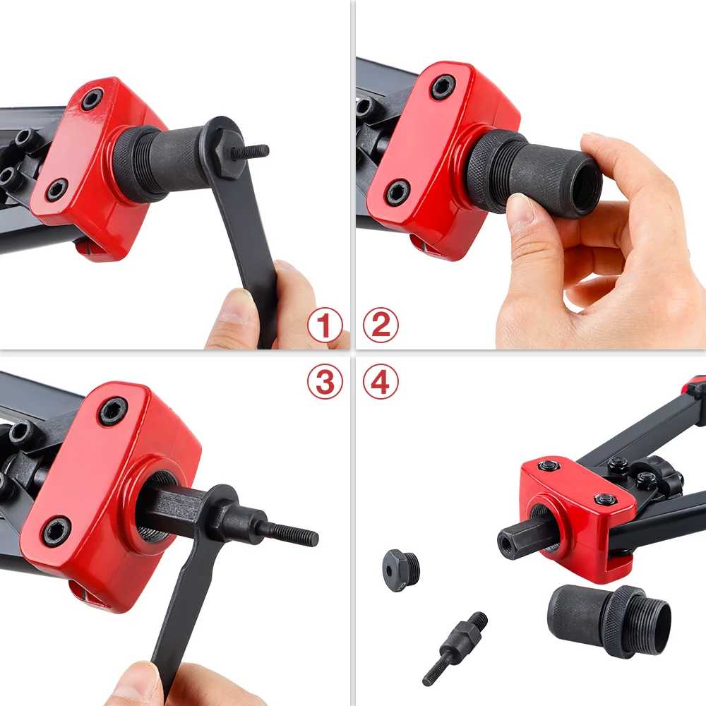 Pistola manual profissional para rebitar porcas,Máquina de rebitagem doméstica M3 M4 M5 M6 M8 M10, ferramenta de rebitagem rápida para porcas de inserção faça você mesmo,pistola de rebite sem fio, com caixa de plástico