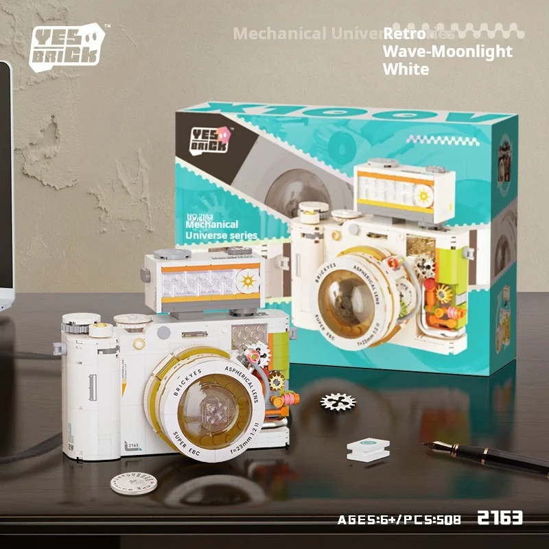 Kit de construção de câmera retrô, modelo de construção, conjunto de blocos de construção, ideia de presente colecionável, conjunto de construção para adultos e adolescentes