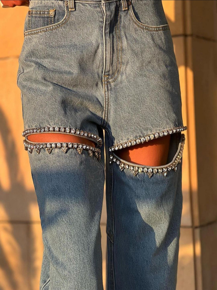 Streetwear Zerrissene Jeans Frauen Mode Lose Breite Bein Hosen Sommer Casual Alle Spiel Weibliche UNS Gerade Denim Hosen Y2k jeans