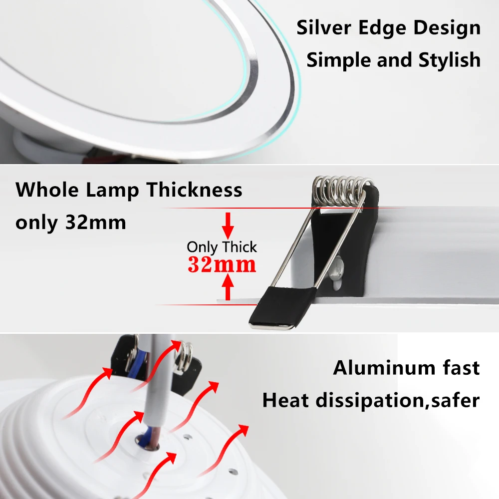 10 ชิ้น/ล็อต LED Downlight 220V โคมไฟเพดานดาวน์ไลท์ห้องนอนห้องนั่งเล่นในร่มสําหรับโคมไฟตกแต่งบ้าน LED โคมไฟ