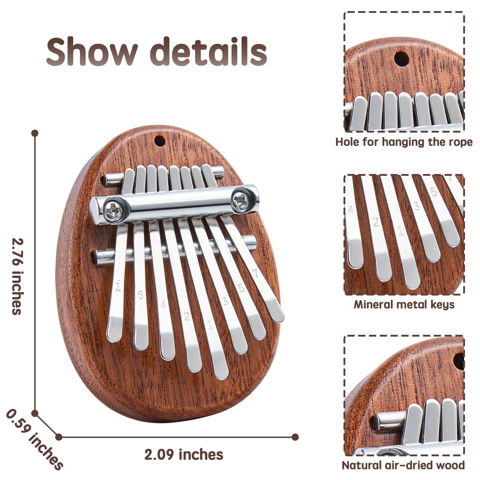 Mini Kalimba Daumenklavier mit 8 Tasten, 1 Packung, Wassertropfen-Stil, niedliches Instrument, tragbar, exquisites Geschenkset für Kinder