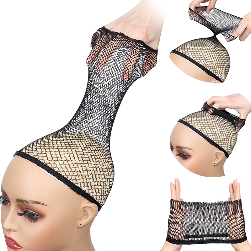 Redes elásticas para el cabello, gorro de peluca de malla de redecilla negra para cabello largo, redecilla para peluca, gorro para el cabello para pelucas