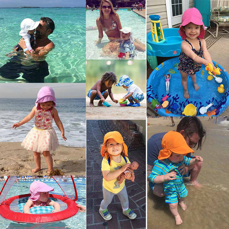 SPF50+ Baby Zonnehoed Zomer Babypet voor Jongens Meisjes Reizen Strand Kinderhoed Babyaccessoires Nekbescherming Kinderhoeden S/L