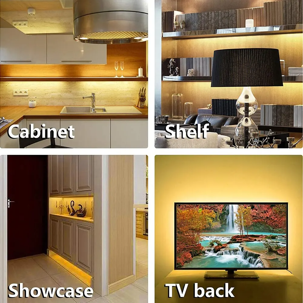 Smart Led Strip Light USB 5V Motion Sensor Hand Scan ON OFF Control Backlight Double-sided Tape for TV Kitchen Cabinet Wardrobe