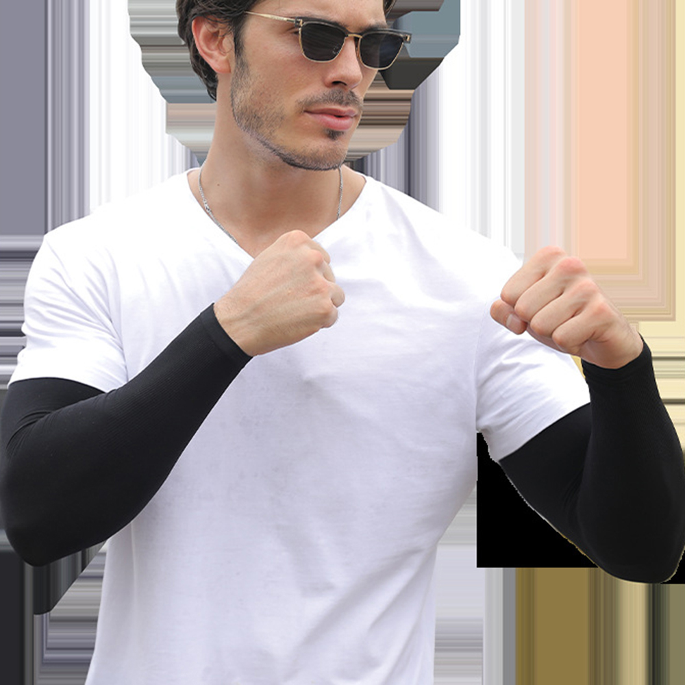 1 Pair Summer Sunscreen Sleeves Ice Silk Men's Plus Size Arm Protection UV Protection Gloves Arm Sleeves Quick Dry Arm Warmer