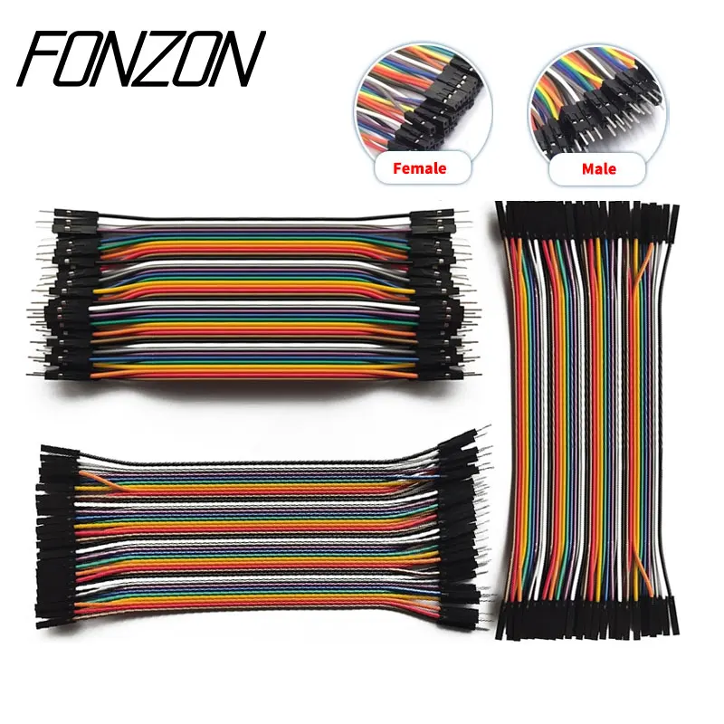 Cables de puente para placa de pruebas, 10-40cm, 10-40 pines, longitud opcional, Kit surtido de cables Dupont, Cables de cinta multicolores hembra a macho