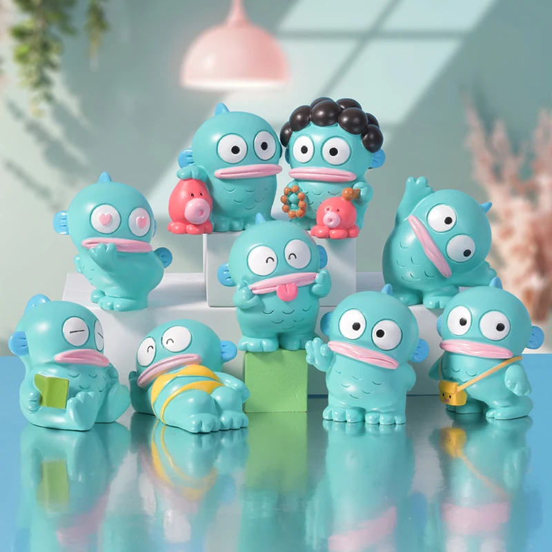 8 pçs sereia hangyodon caixa cega boca grande peixe anime figura decoração de mesa estudante presente surpresa caixa mistério atacado