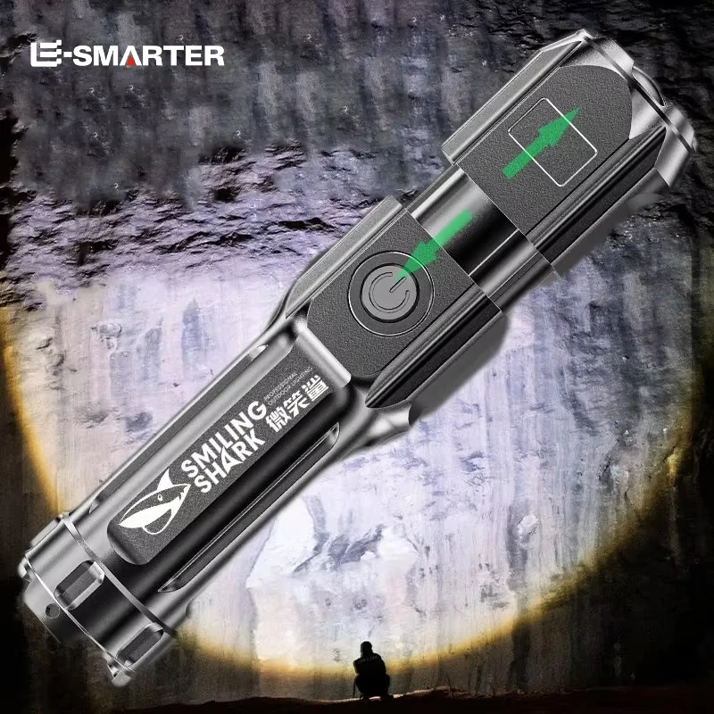 Lanterna super brilhante usb recarregável led lâmpada tática de longo alcance ao ar livre à prova d'água acampamento lanterna de pesca