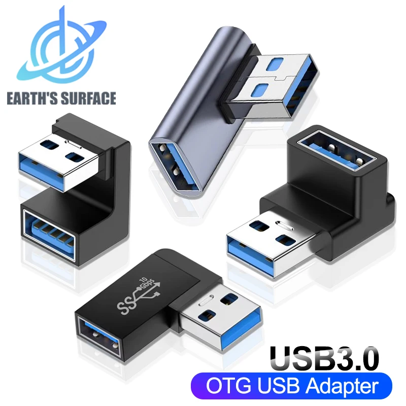 USB 3.0 Stecker auf Buchse rechtwinkliger Verlängerungsadapter 90 Grad USB-Anschluss nach oben Winkeladapter 10 Gbit/s für Laptop-PC-Konverter
