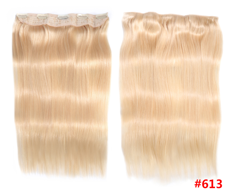 クリップインワンピース人毛エクステンション 100% ストレートブラジル人レミー毛ナチュラルカラーライトブロンドオンブルダークブラウン 613 #