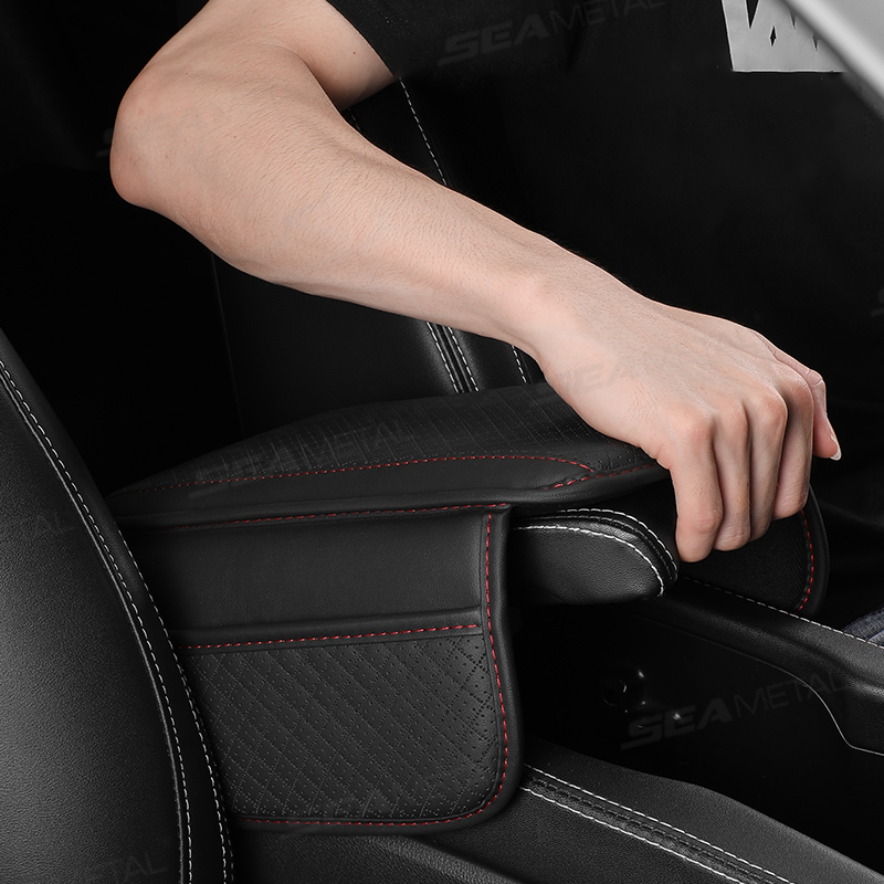 SEAMETAL Universele Auto Armsteun Kussen PU Leer Ademend Middenconsole Box Cover Anti Kras Armsteun Box Protector Cover