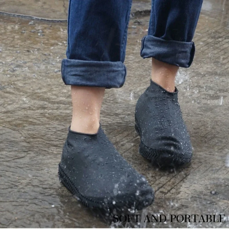Cubiertas impermeables para zapatos, botas de lluvia antideslizantes, chanclos de silicona reutilizables para hombres y mujeres, viajes al aire libre para días lluviosos