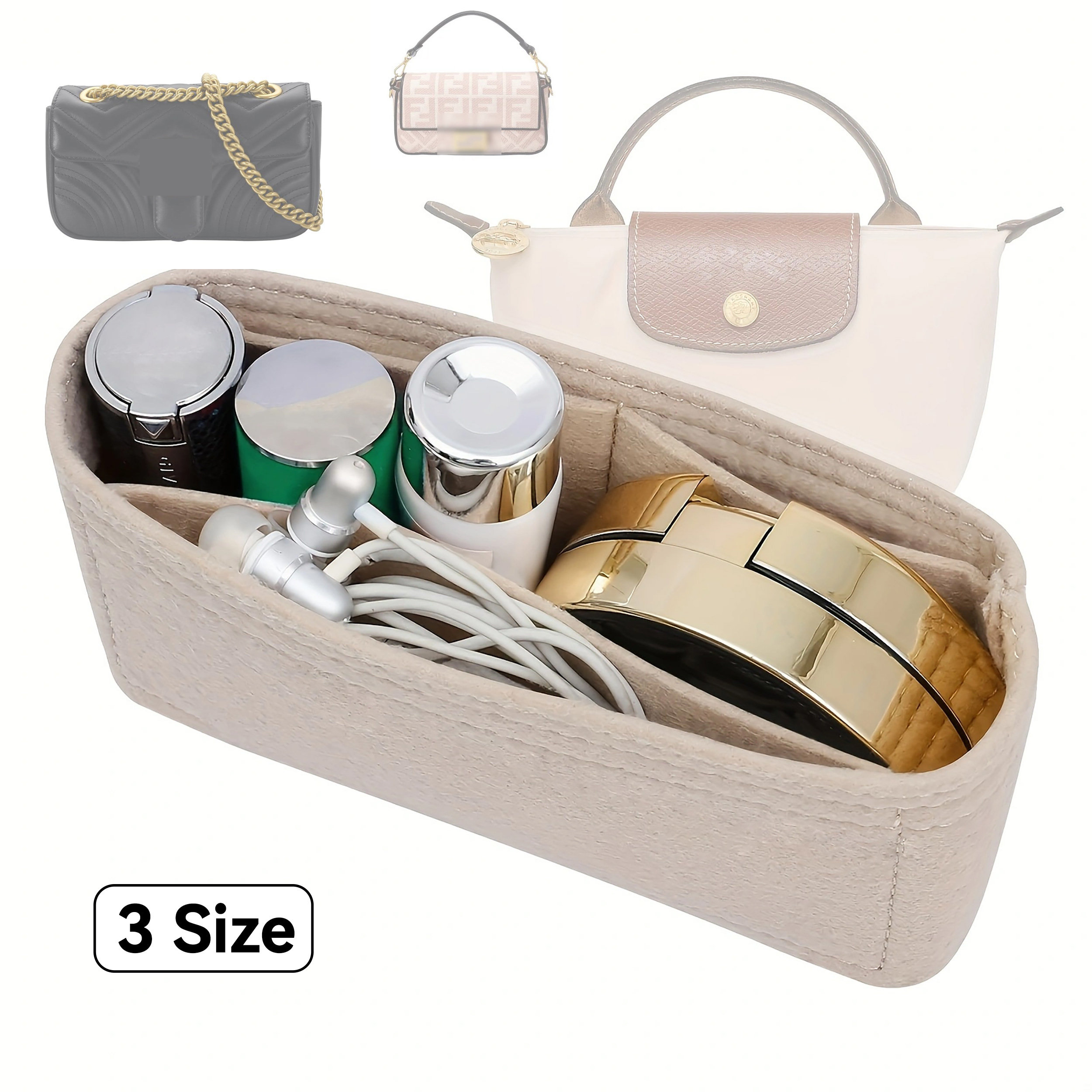 Portable Soft Felt Insert Bag Handbag Insert Bag Women's Travel Bag Insert Liner Brand Purse Organizer Pouch Makeup Organizers