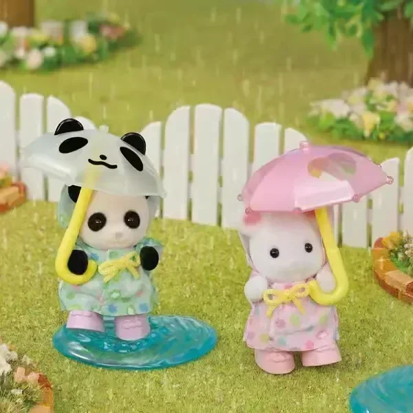 幼稚園、ベビーレインコート、sylbanian人形、森の家族、部屋の装飾、カワイイ誕生日プレゼントのためのアニメの図
