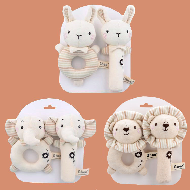 Chocalho de mão de algodão orgânico bebê brinquedo calmante infantil chocalho brinquedo para bebês