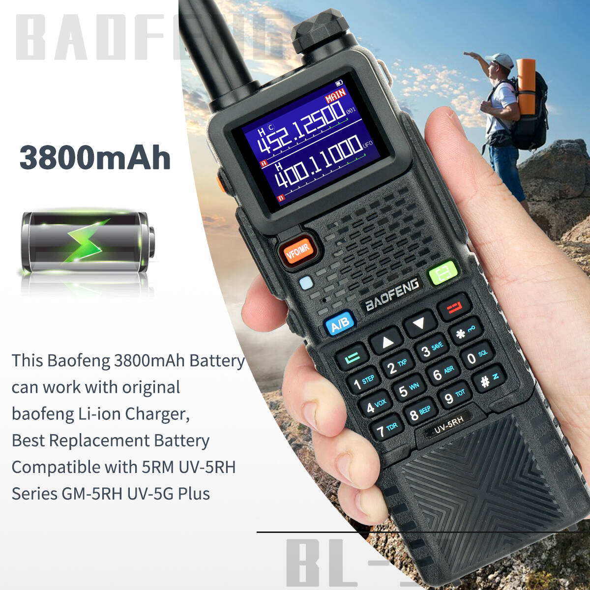 Аккумулятор Baofeng, 3800 мАч, 2500 мАч, Type-C
