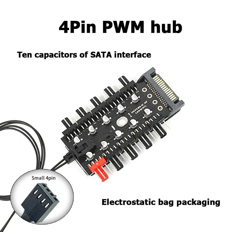 TEUCER PC-Kühler, Lüfternabe, 1 bis 10, 12 V, 4-poliger PWM-Splitter, Verlängerung, Steckdosenkonzentrator