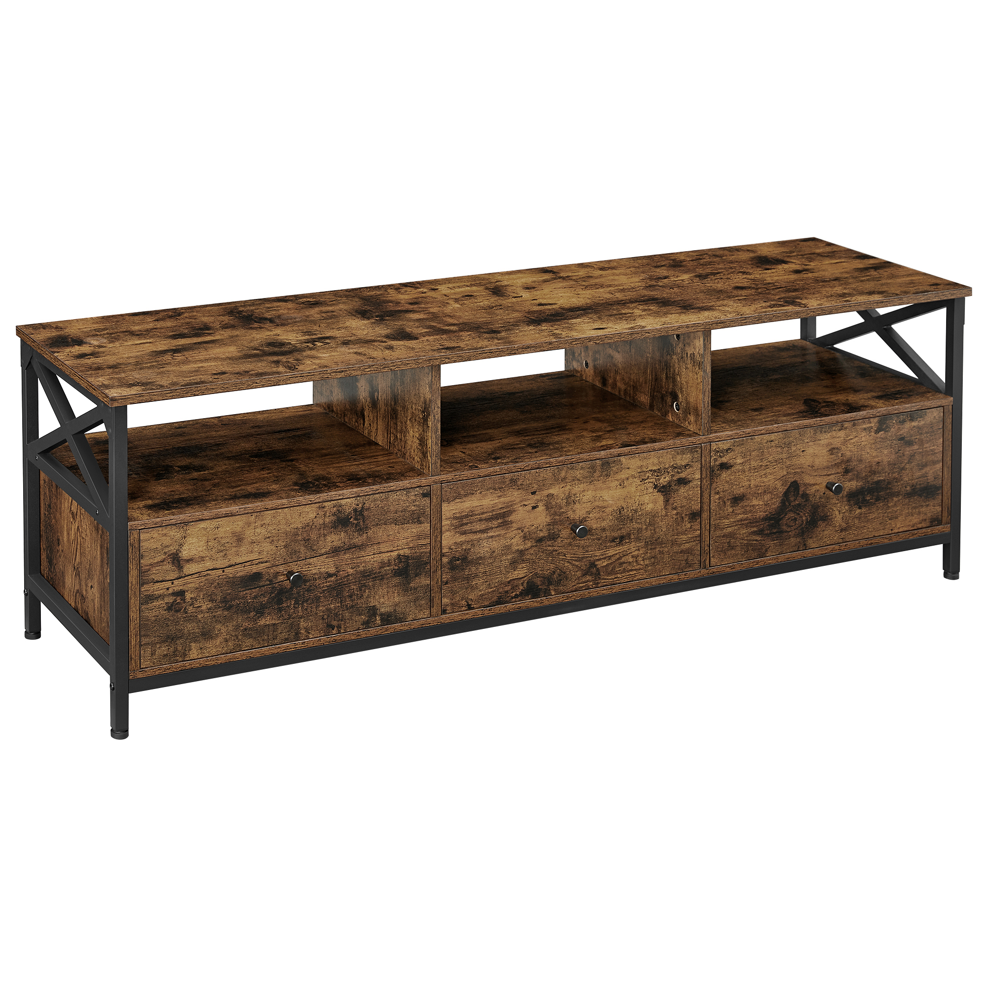 Vasagle Lowboard Tv-Kledingkast, 3 Laden, Breedte 147Cm, Stalen Frame