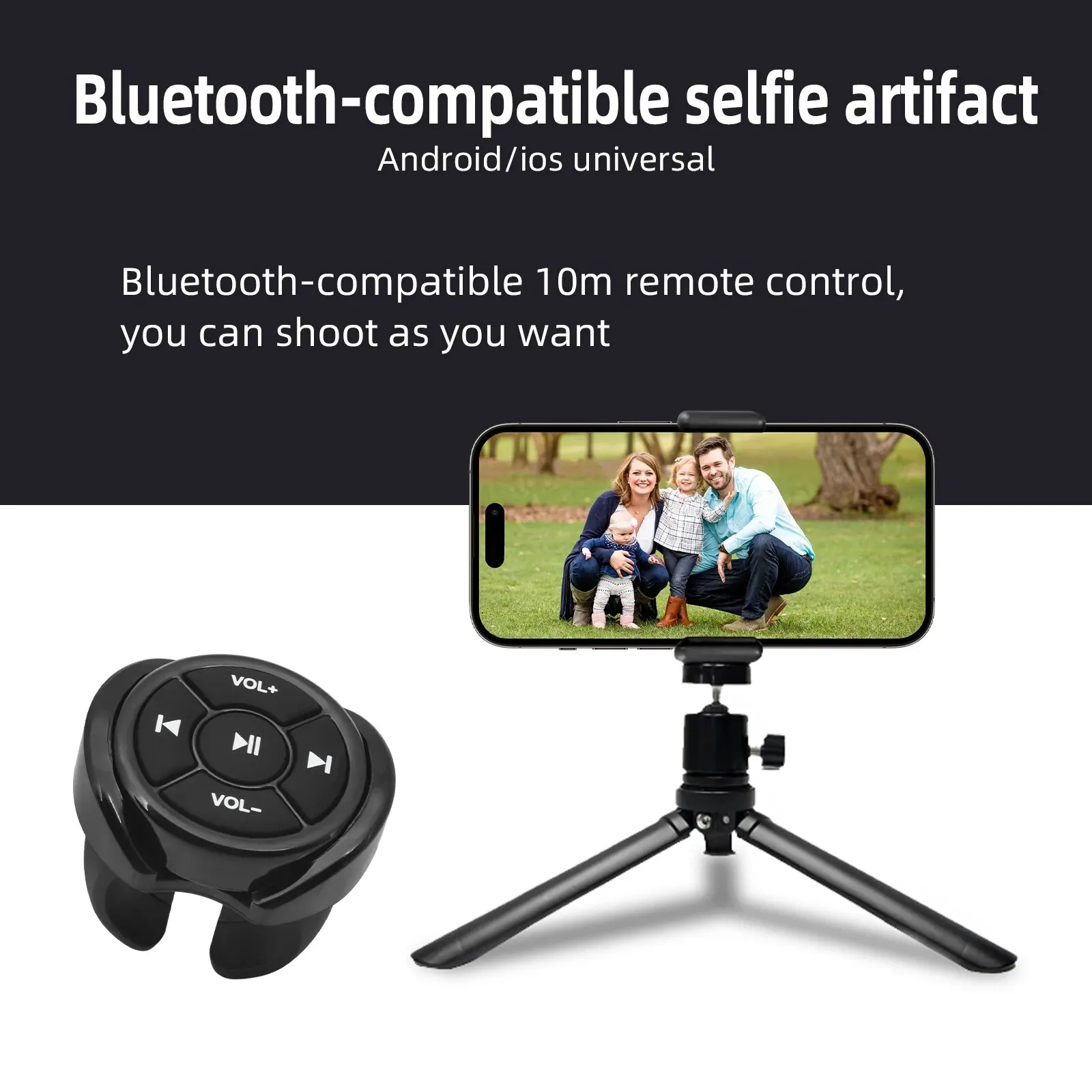 AD Motorcycle Button Wireless Remote Controller Media Button Car Bike Steering Wheel Music Play for IOS Phone Bluetooth K0174