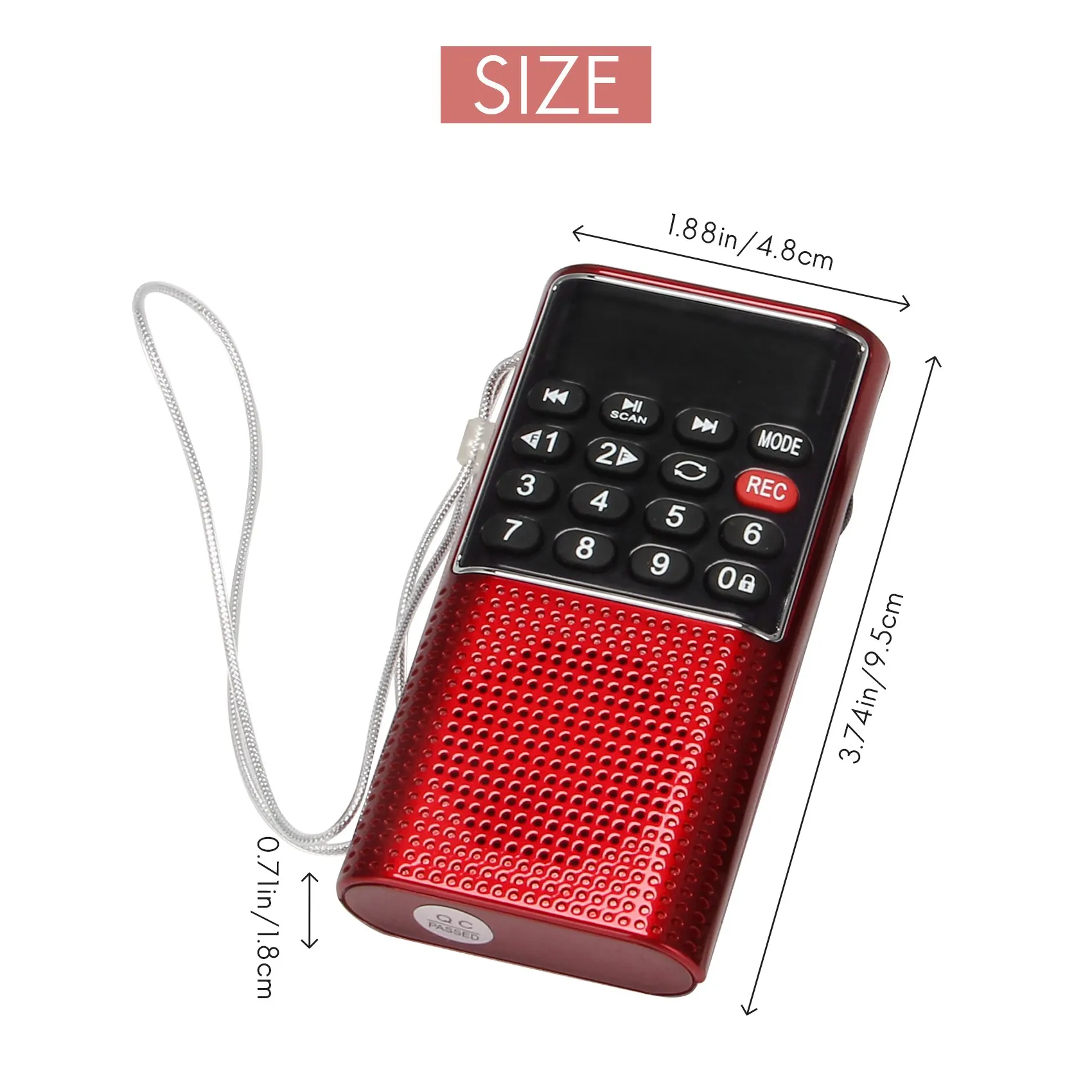 BABQ L-328 Mini Portable Pocket FM Auto Scan Radio Music Audio MP3 Player Outdoor Small Speaker with Voice Recorder