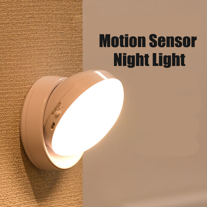 Luz Led nocturna con Sensor de movimiento y carga USB, lámparas Led redondas de ahorro de energía para dormitorio, Control de sonido/luz para pasillo, hogar y baño