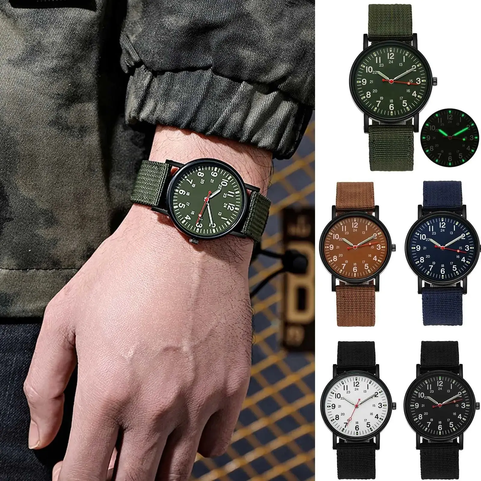 Moda masculina relógios de náilon luxo militar do exército relógio de quartzo calendário data relógio de pulso reloj hombre
