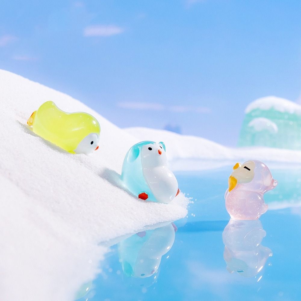 Cute DIY Doll House Luminous Penguin Gardening Gift Miniature Figurines Fairy Mini Animals Figurine