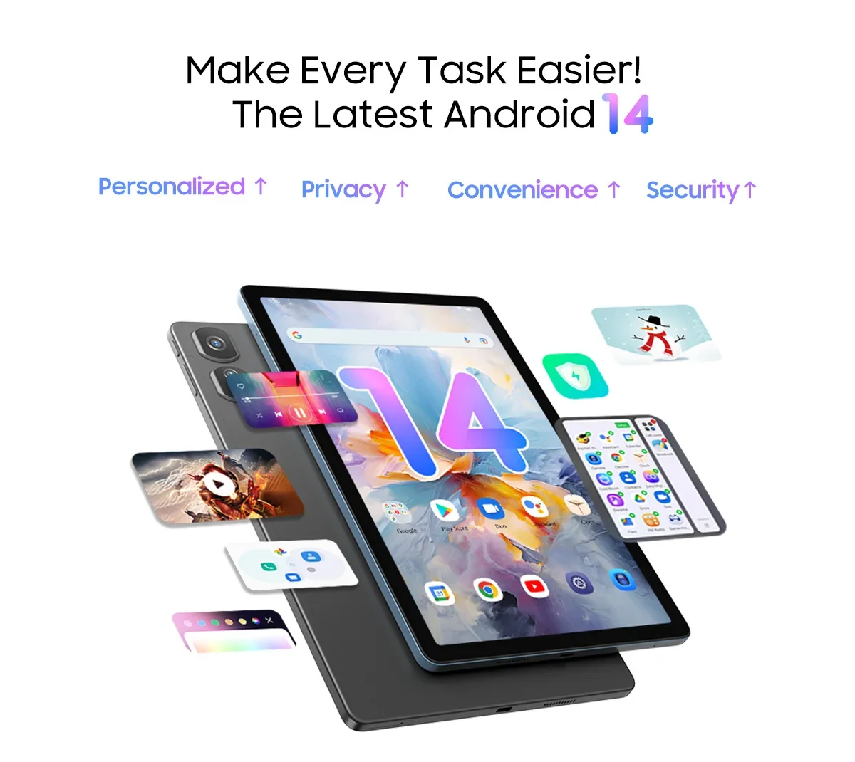 Blackview android 14 tab 16 pro 11 Polegada tablet de toque 2k tela 24gb + 256gb 4g lte + 5g wifi gaming tablets com escudo protetor