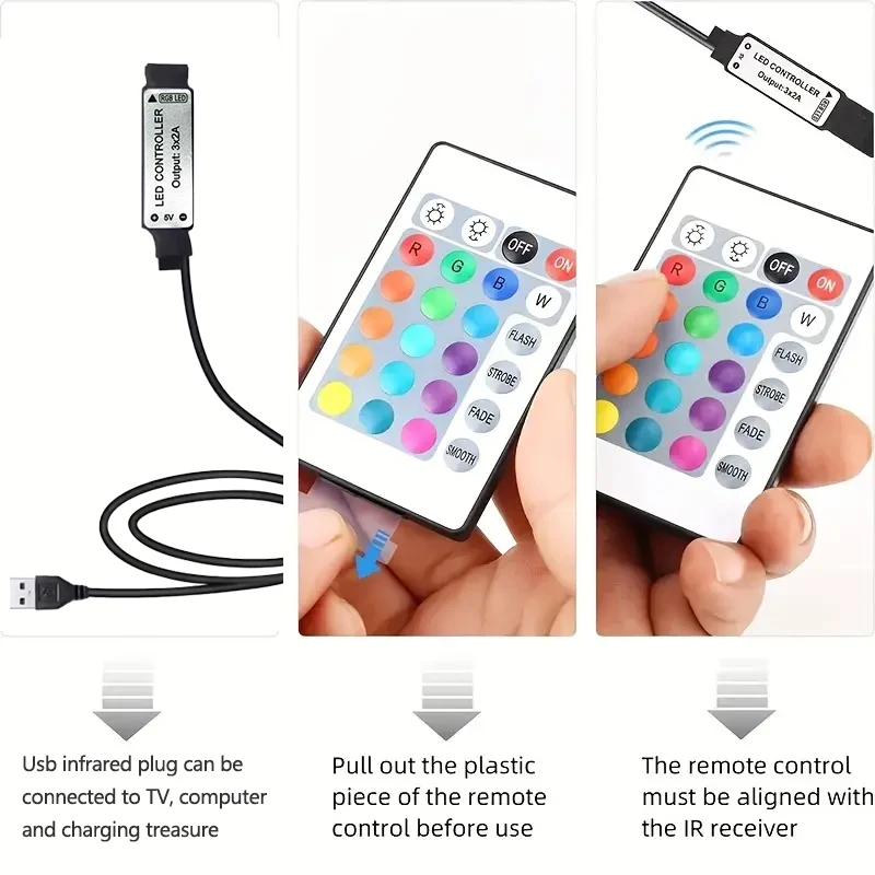 Intelligent 5V USB for TV backlight led strip with 24-key remote control is the perfect choice for home party room decoration