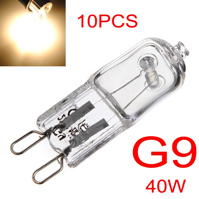10pcs G9 25W 40W 60W Clear/Frosted Halogen Bulbs 2 Pin Base Warm White Small Light Bulb for Chandeliers/Pendants/Cabinet Lights