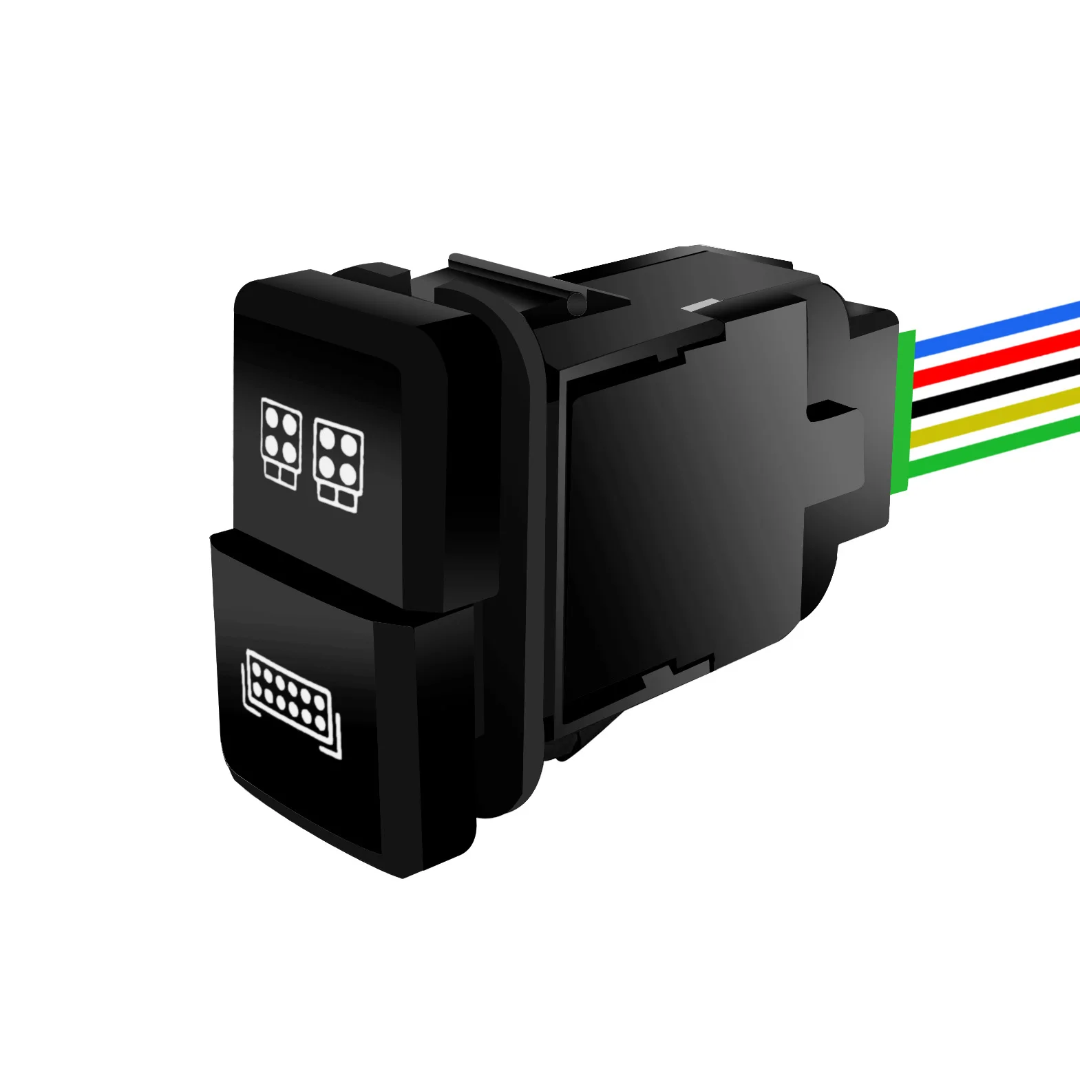 Interruptores de botón doble para coche de 12V, barra de luz LED, cámara trasera delantera para Toyota 4Runner Hilux Prado Landcruiser 4Runner