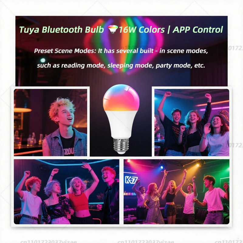 Tuya Bluetooth Smart LED Gloeilamp E27 RGB 110V 220V Slimme Lampen voor Slaapkamer Decoratie Feestverlichting smart Leven APP