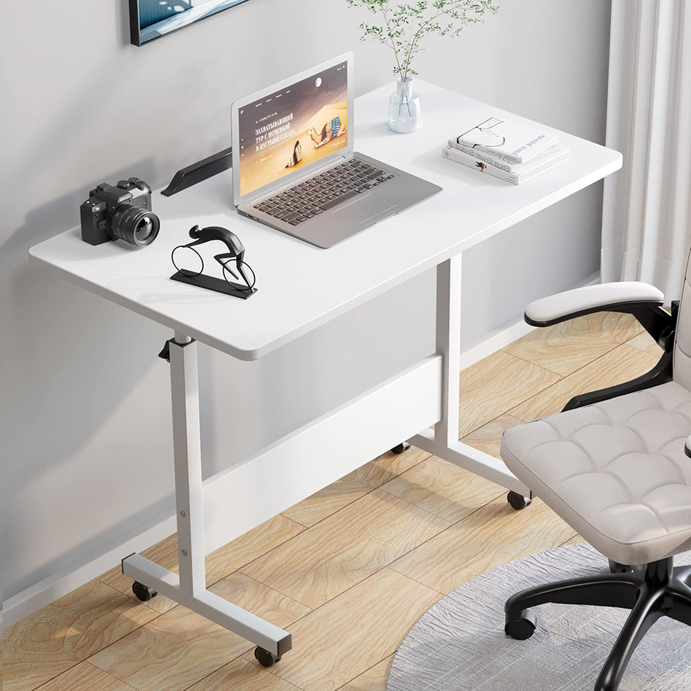 Rolling Desk Adjustable Height,Rolling Computer Cart,Portable Laptop Desk,Small Adjustable Home Office Desk,Rolling Laptop Desk