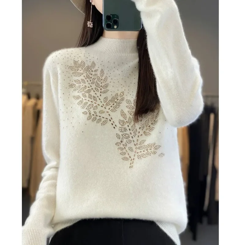 Frauen Pullover Dicke Warme Herbst Winter Mock Neck Mode Pullover Langarm Grundlegende Jumper Stricken Bodenbildung Shirt Koreanische Pullover