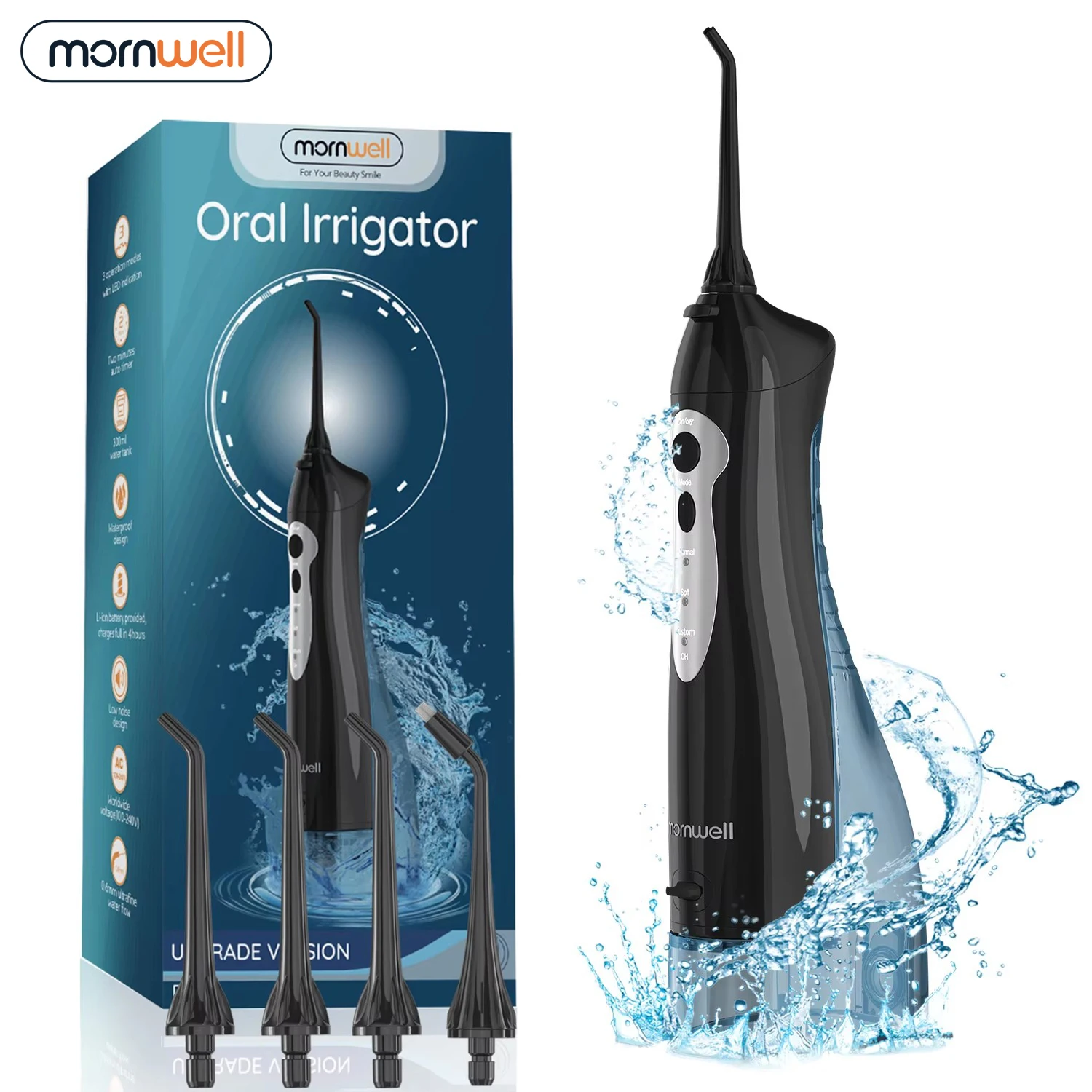Mornwell Neue D52Pro Munddusche Wiederaufladbare Wasser Flosser Tragbare 300 ML 4 Düsen Dental Wasser Jet Wasserdicht Zahnreiniger