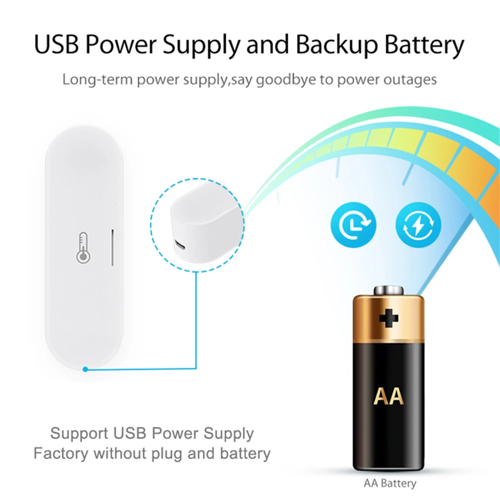 Tuya Homekit Zigbee Sensor inteligente de temperatura y humedad, batería alimentada por USB, aplicación remota, Monitor, Control por voz a través de Alexa y Google