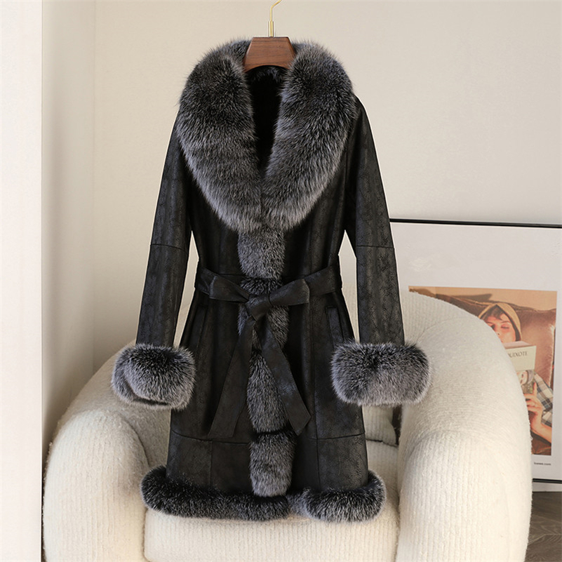 Aorice – manteau d'hiver Long en fourrure de lapin pour femme, veste longue à col, Parka grande taille, Trench CT275