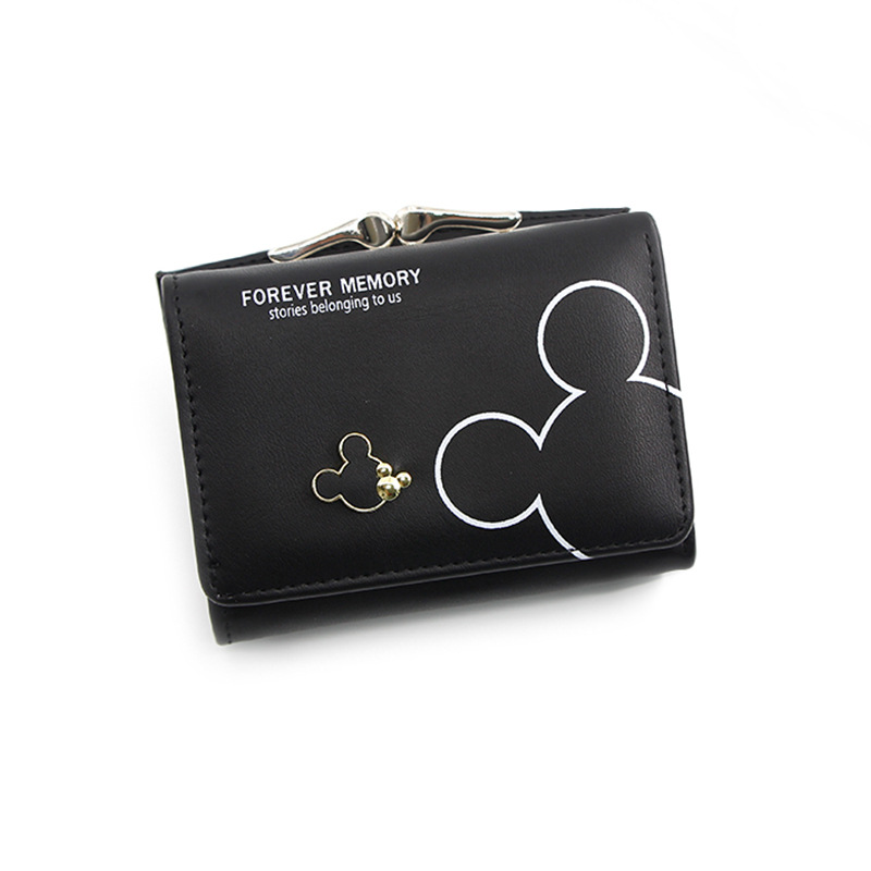 Portafoglio Disney Cartoon Topolino per portamonete in pelle PU da donna Mini portafogli corti da donna Borse per ragazze Accessori moda