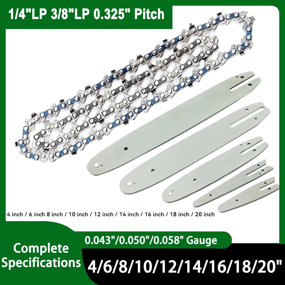 4/6/8/10/12/14/16/18/20 inch Chainsaw Chain Blade 1/4 3/8 325 Pitch 043 050 058 Gauge Electric Charging Saw Gasoline Chainsaw