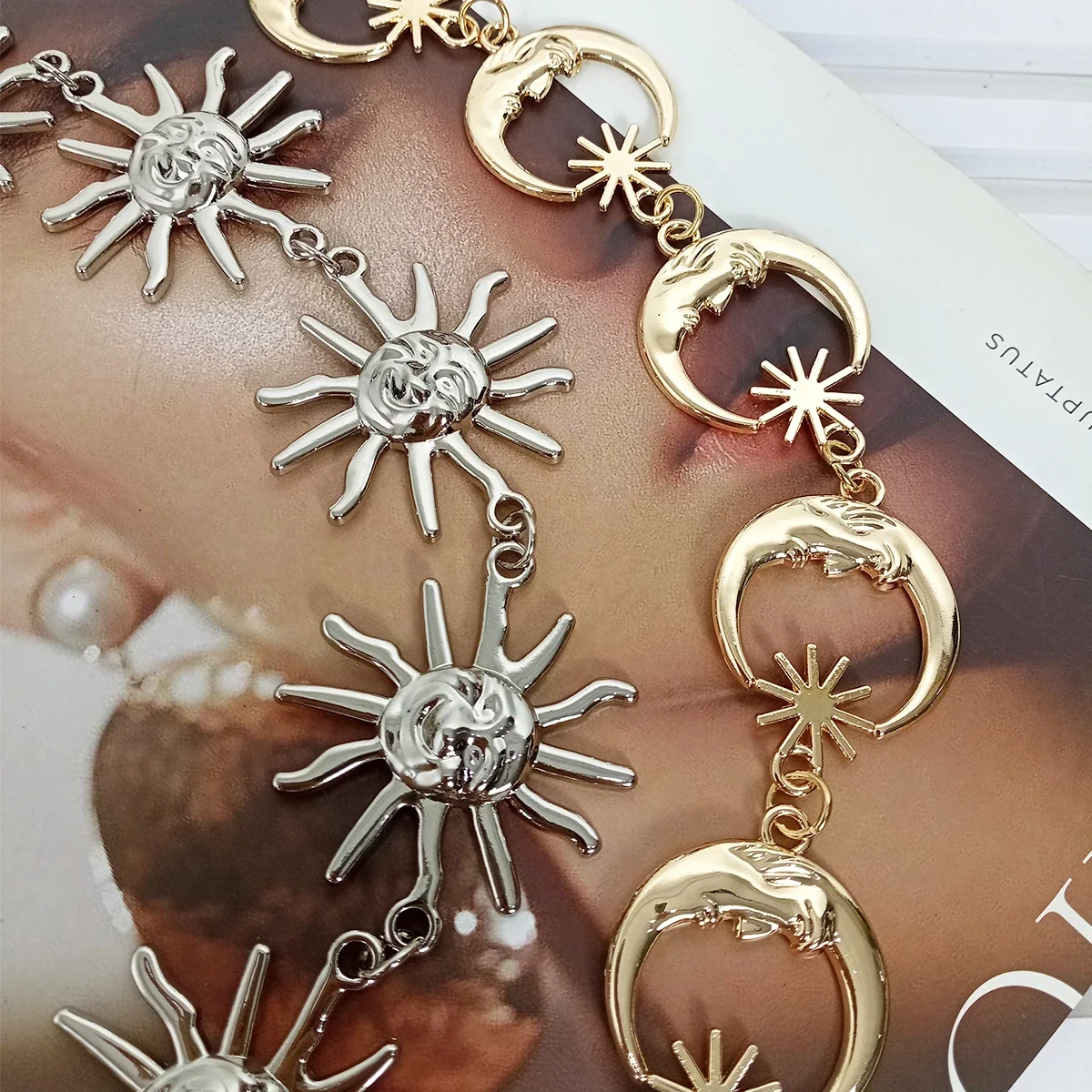 Punk Hip Hop Stijl All-match Taille ketting zon Vintage Metalen Damesriem voor Jurk Maan Hoge Taille Kettingriem voor Dames