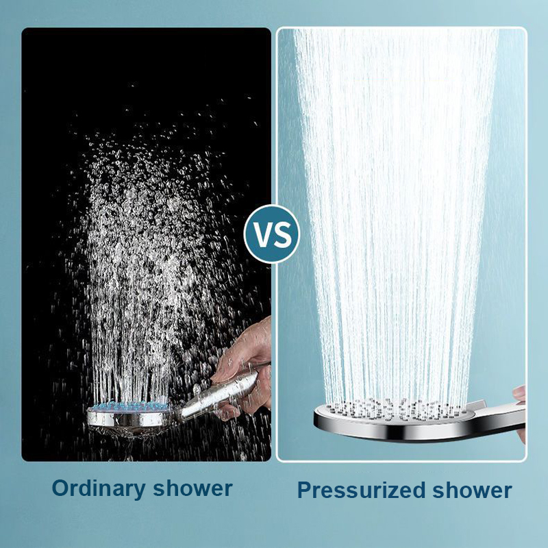 Nuevo cabezal de ducha de 5 modos, Panel grande de alta presión, flujo grande, ducha negra plateada, cabezal de ducha de mano para masaje, accesorios de baño