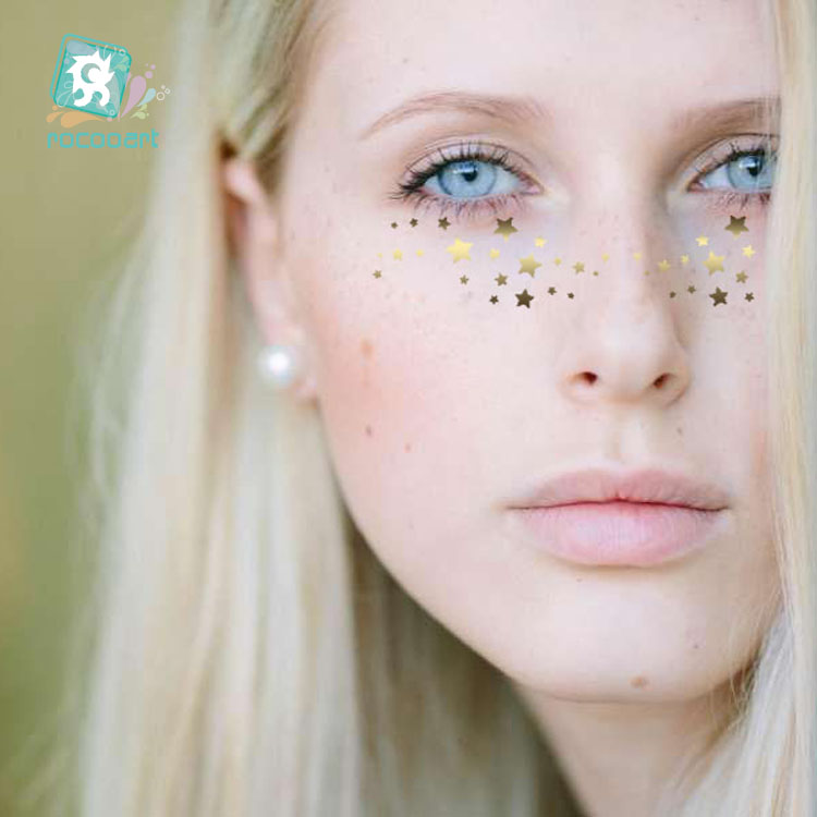 Halloween Navidad Festival brillo tatuajes pegatina pecas destellos tatuaje mujeres estrella metálica Luna cara tatuajes temporales