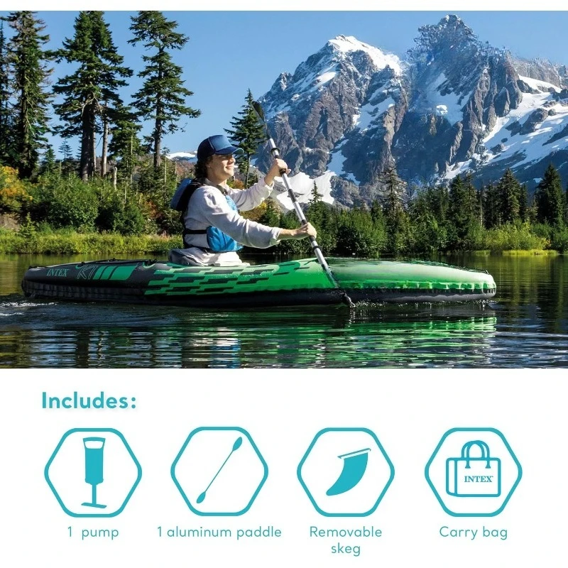 Challenger Inflatable Kayak Series: Includes Deluxe 86in Kayak Paddles and High-Output Pump – SuperStrong PVC – Adjustable Seat
