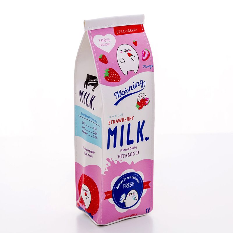 1 個かわいいかわいい化粧品朝ミルクボトル Pu レザー鉛筆ケースバッグボックス学校事務用品文具ギフト賞パンダ