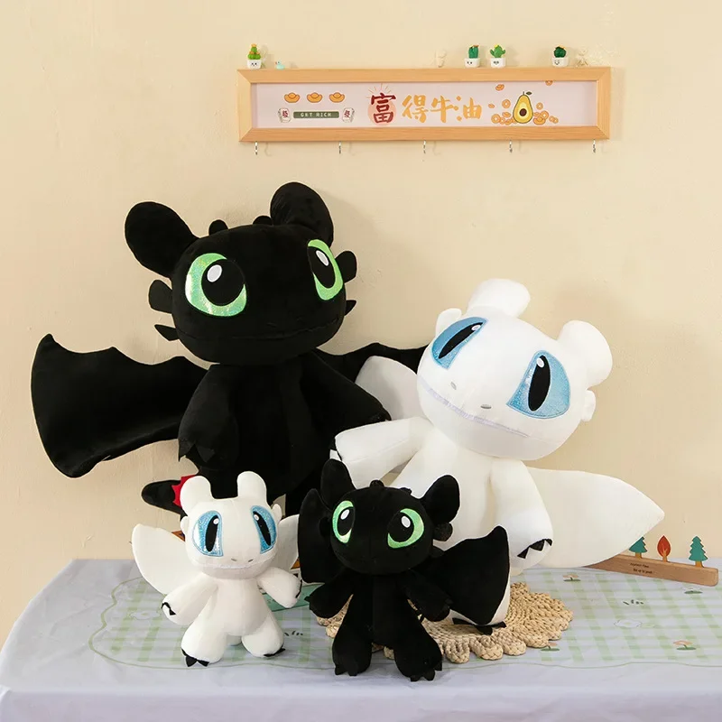 Cute Toothless Stuffed Cushion Light Fury Dragon Plush Cushion Bionicle Night Furia Throw Pillow Sofa Accessories Home Decor