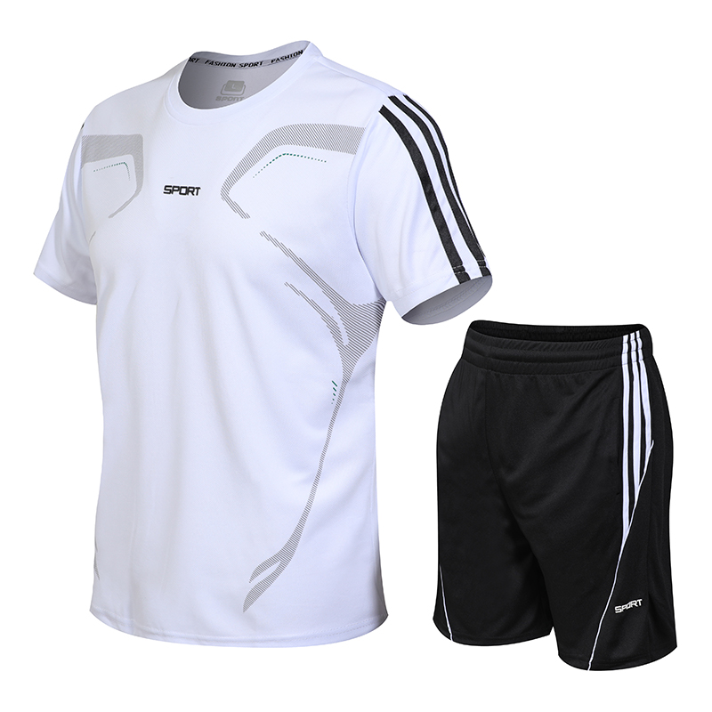 2024 ชุดกีฬาชายฤดูร้อนฟิตเนสแขนสั้นเสื้อยืดชายเสื้อผ้าแห้งเร็วหลวมสบายๆกีฬาขนาดใหญ่