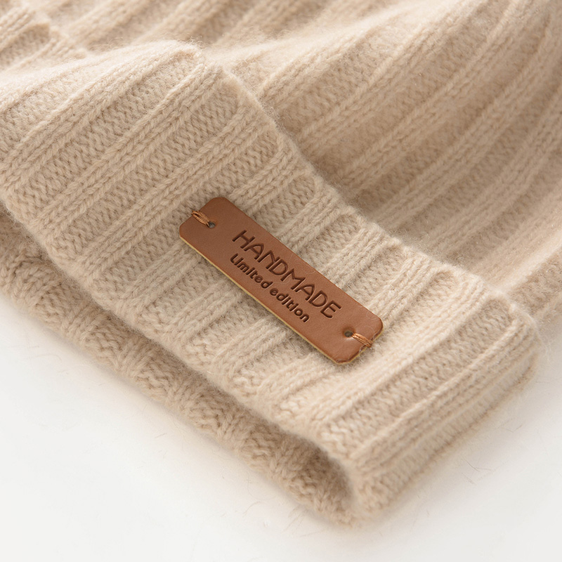 100% Cashmere 2-Layers Beanies Solid Knit Caps Unisex Hat Casual Men New Year Special Price Basic Soft Women Warm Hair Bonnet