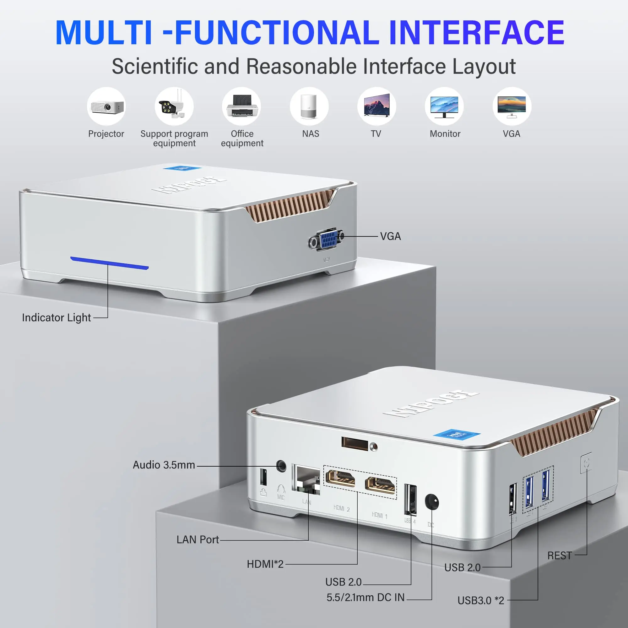ACEMAGIC GK3PLUS Mini PC 16GB DDR4 1TB SSD 12a generazione Alder Lake-N95 Mini computer desktop Supporto 2xHDMI + VGA 4K Triplo display