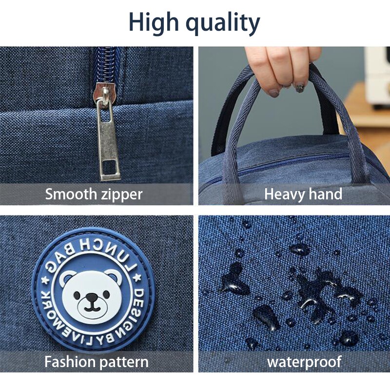 Geïsoleerde Lunch Bag Vrouwen Kinderen Koeltas Thermische tas Draagbare IJspak Canvas Voedselcontainer Picknickzakken