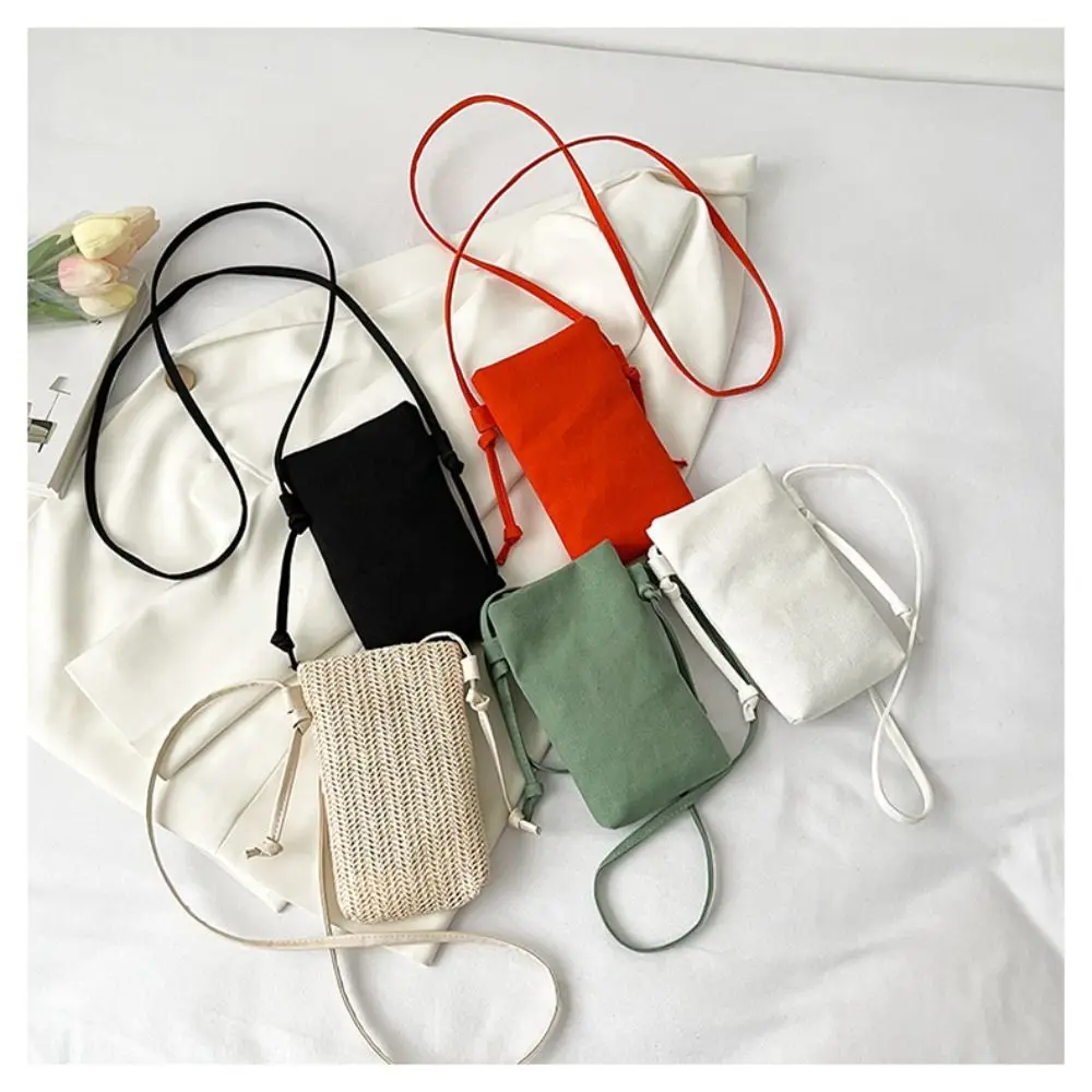 Multifunktionale Canvas-Handytasche mit hängendem Hals, leichte Umhängetasche, modische All-Match-kleine Umhängetasche, Münzgeldbörse